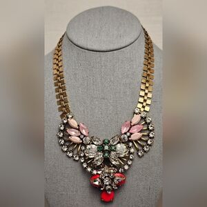 [J. Crew] Chunky Art Deco Style Crystal Fan Bib Statement Necklace